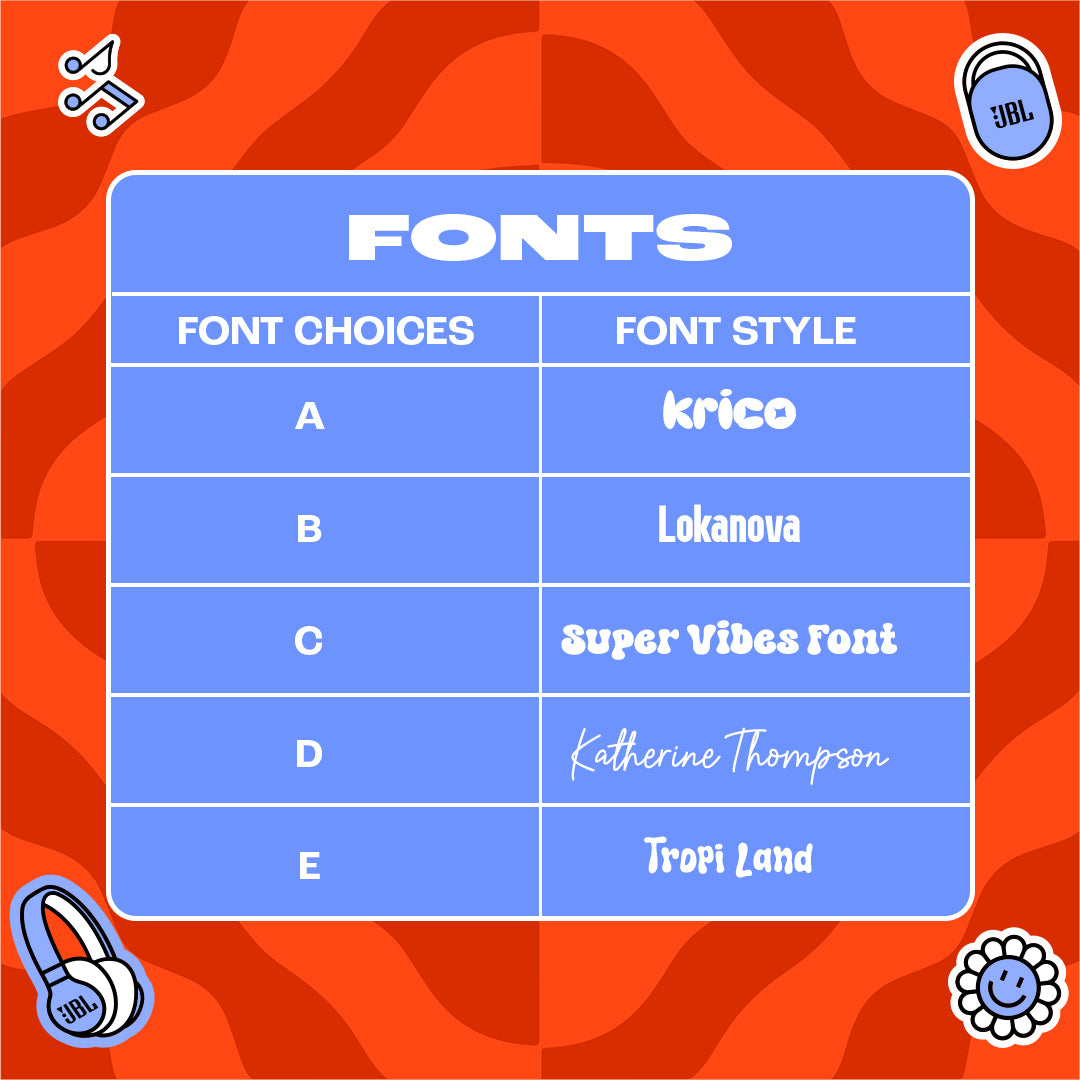 JBL Customization SET E (6 Letters + 1 Characters)