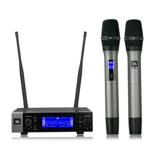 JBL Wireless Microphone System - 2 Mics, UHF Receiver, 6-Hour Battery, Rechargeable